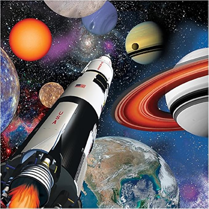 16 COUNT 3 PLY SPACE BLAST LUNCH NAPKINS, MULTICOLOR - Image 1